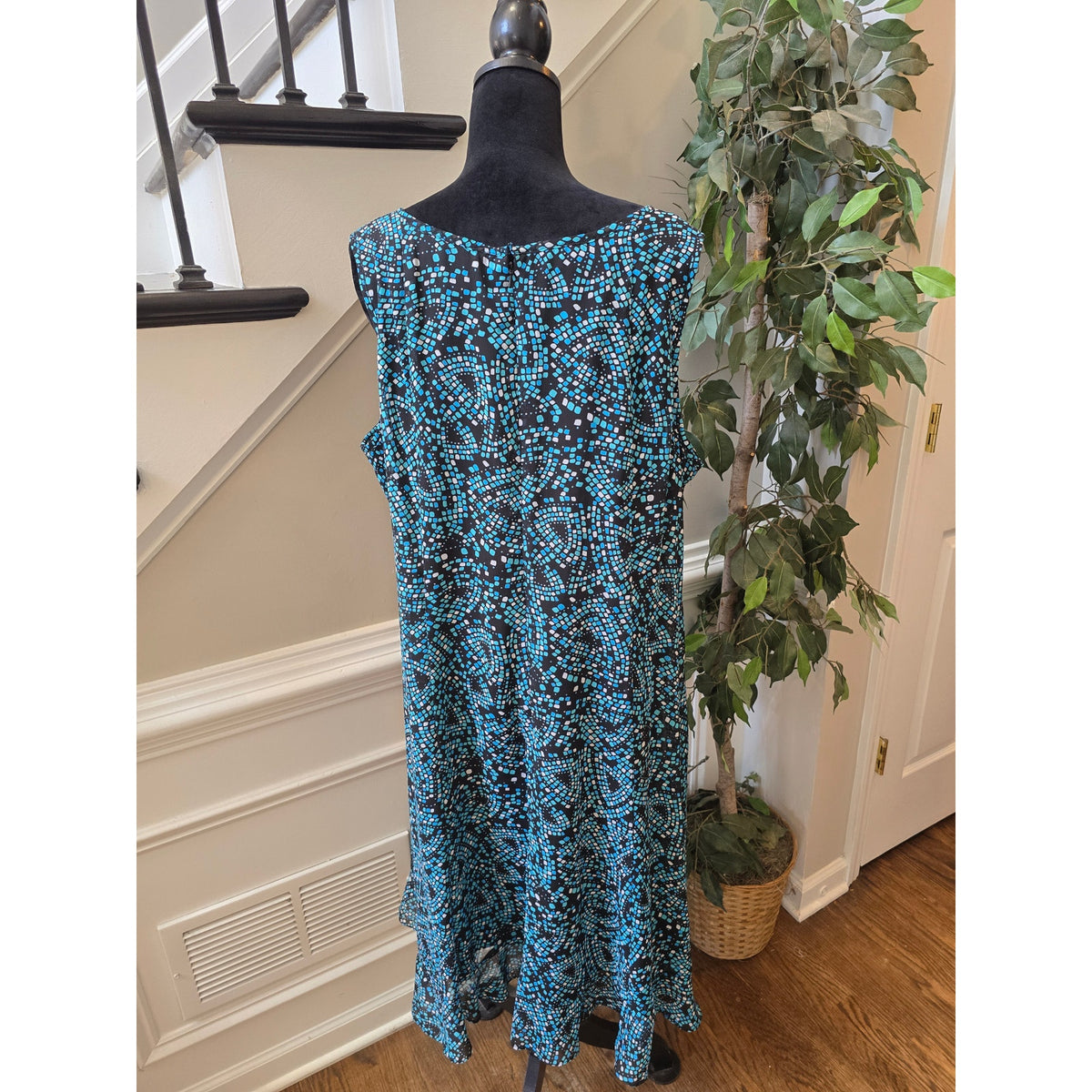 Maggie Barnes Shift Dress Women's SZ 20W Multicolor Geometric Back Zipper Lined