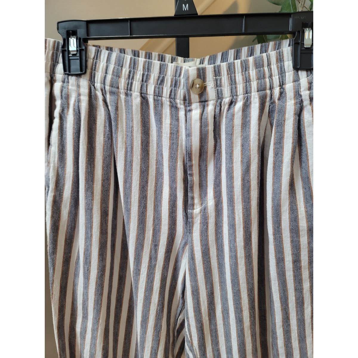Madewell Tapered Pants Women's Small Grey White Striped High-Waisted Relaxed Fit