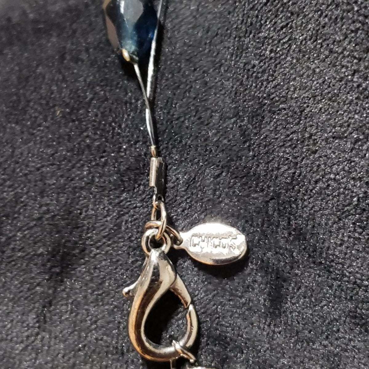 Womens Gunmetal Blue Acrylic Beads Fish Wire Collar Necklace with Lobster Clasp