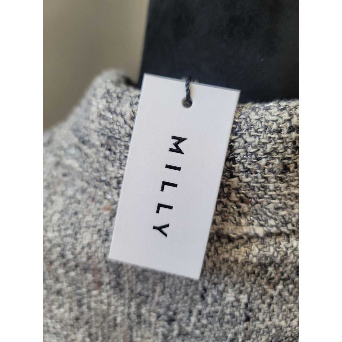 Milly Tweed Jacket Women's Small Gray Heathered Flap Pockets Button Up Front