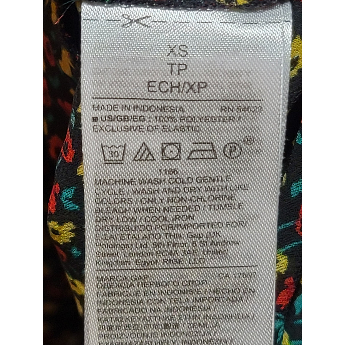GAP Floral Sheer Top Women's Size X-Small Multicolor Mock Neck Long Sleeves