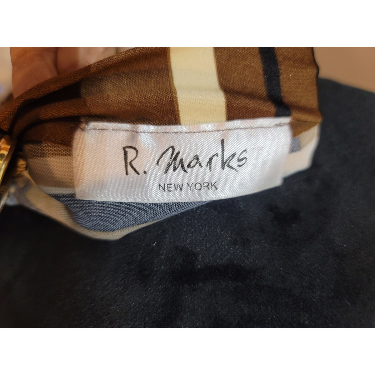 R. Marks Blouse Top Womens Large Brown Plaid Halter Neck Racerback Pleated Front