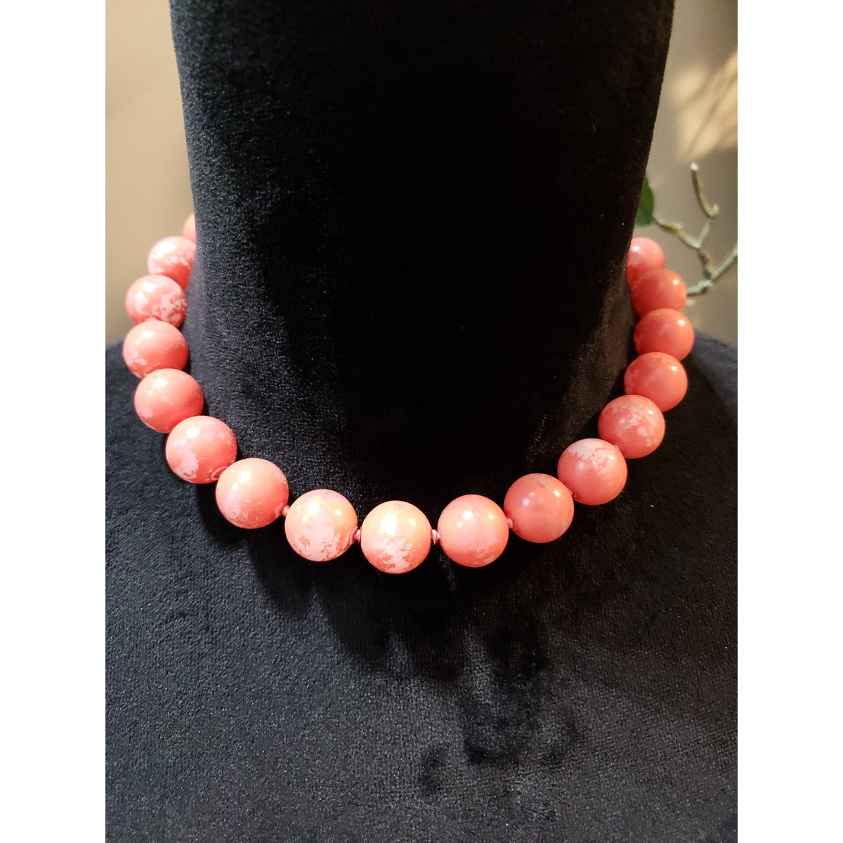 Women's Coral Beaded Statement Necklace Lobster Clasp Bold Chunky Jewelry