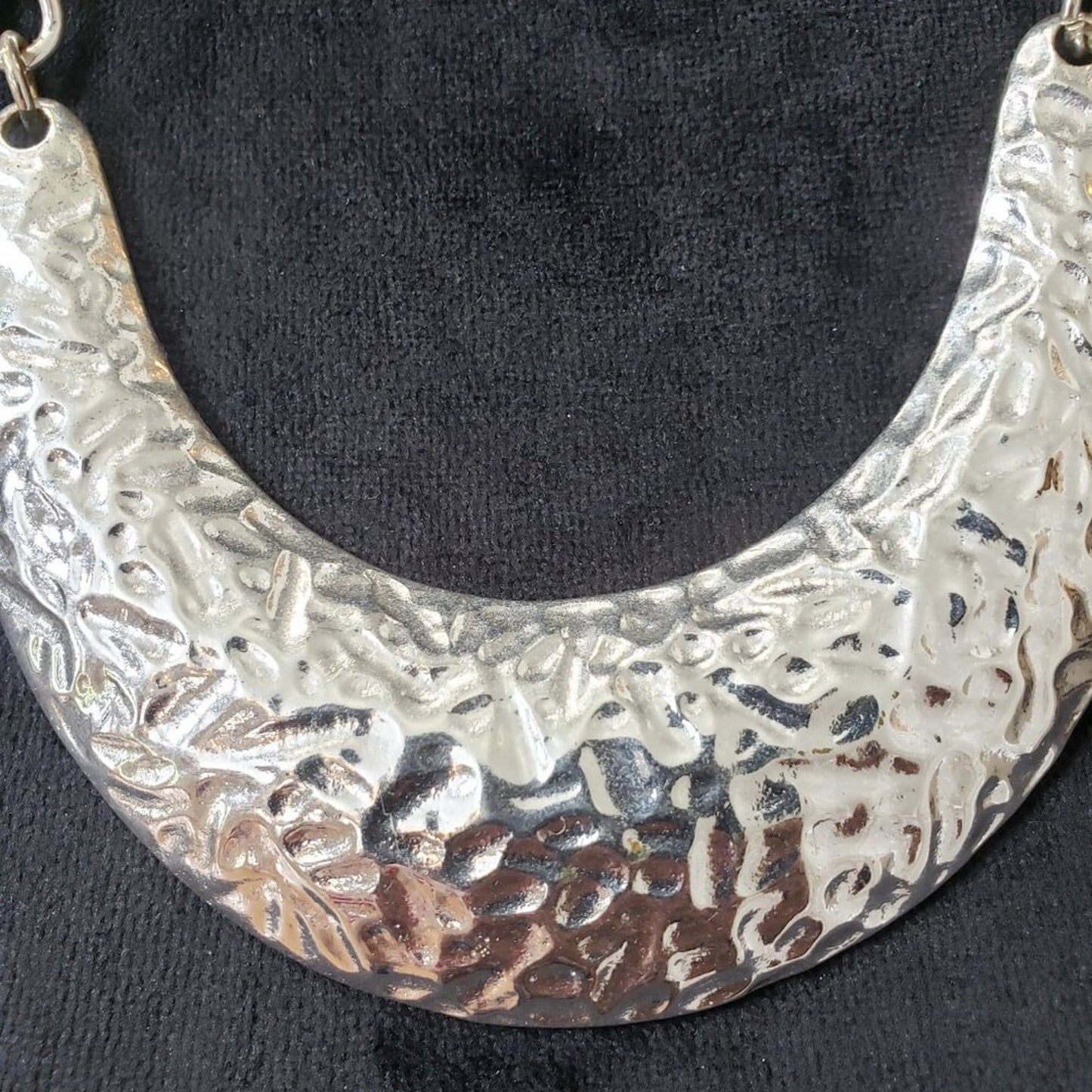 Vintage Womens Silver Collar Bib Choker Necklace Jewelry with Lobster Clasp