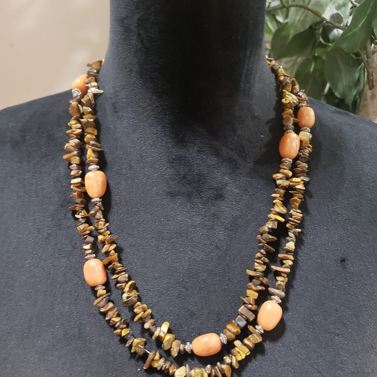 Women Fashion Double Strand Raw Split Baltic Amber Healing Beaded Long Necklace
