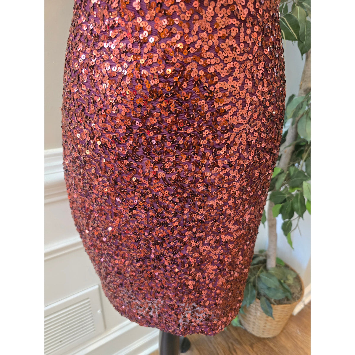 B. Darlin Mini Dress Women's Chest Small Red Sequin Open Back Spaghetti Straps
