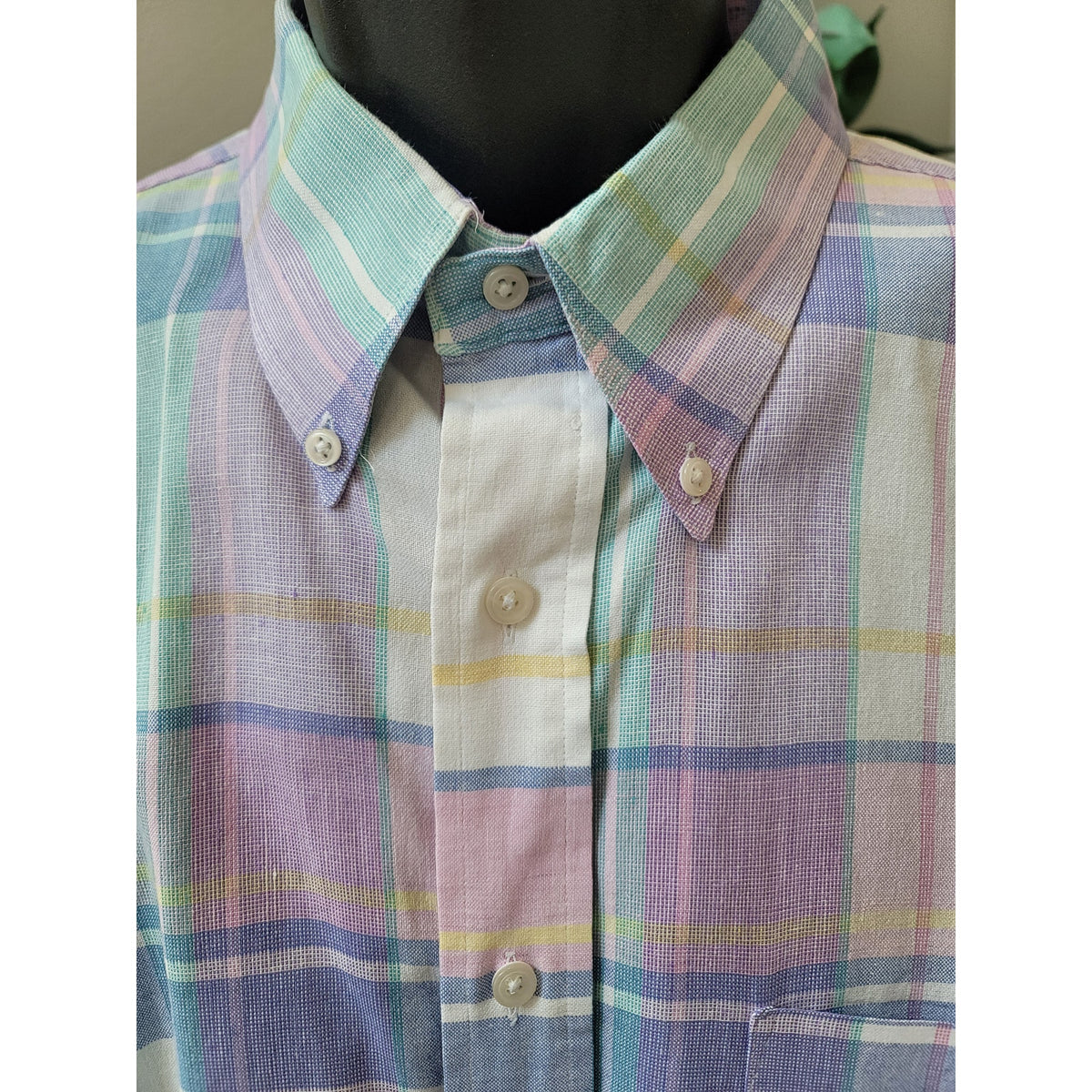 B.D. Baggies Button Down Shirt Men's 34/35 Multicolor 100% Cotton Check Pattern