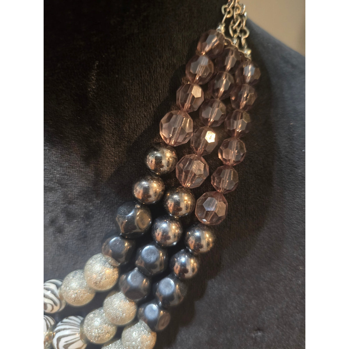 Women's Multi Layer Beaded Statement Necklace With Lobster Claw Clasp