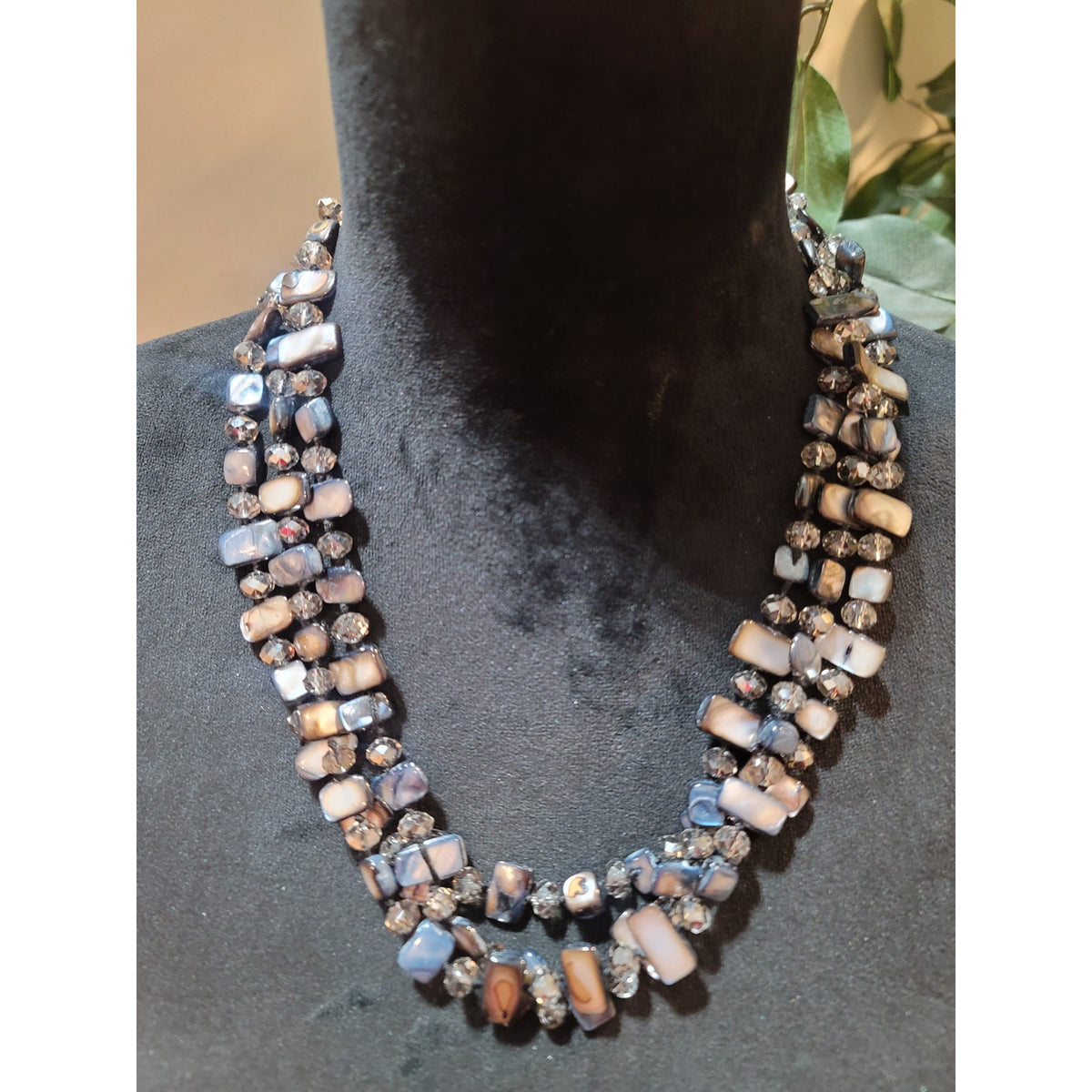 Women's Multicolor Beaded Double Strand Necklace With Lobster Claw Lock Elegant