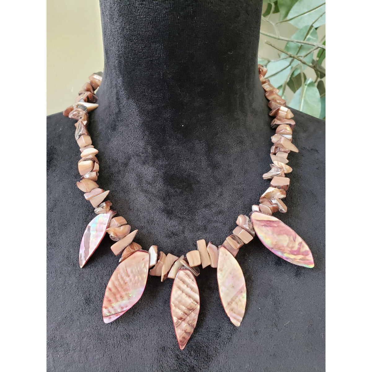 Womens Bontoc Tribal Talisman Ceremonial Inspired Dyed Mother of Pearl Necklace