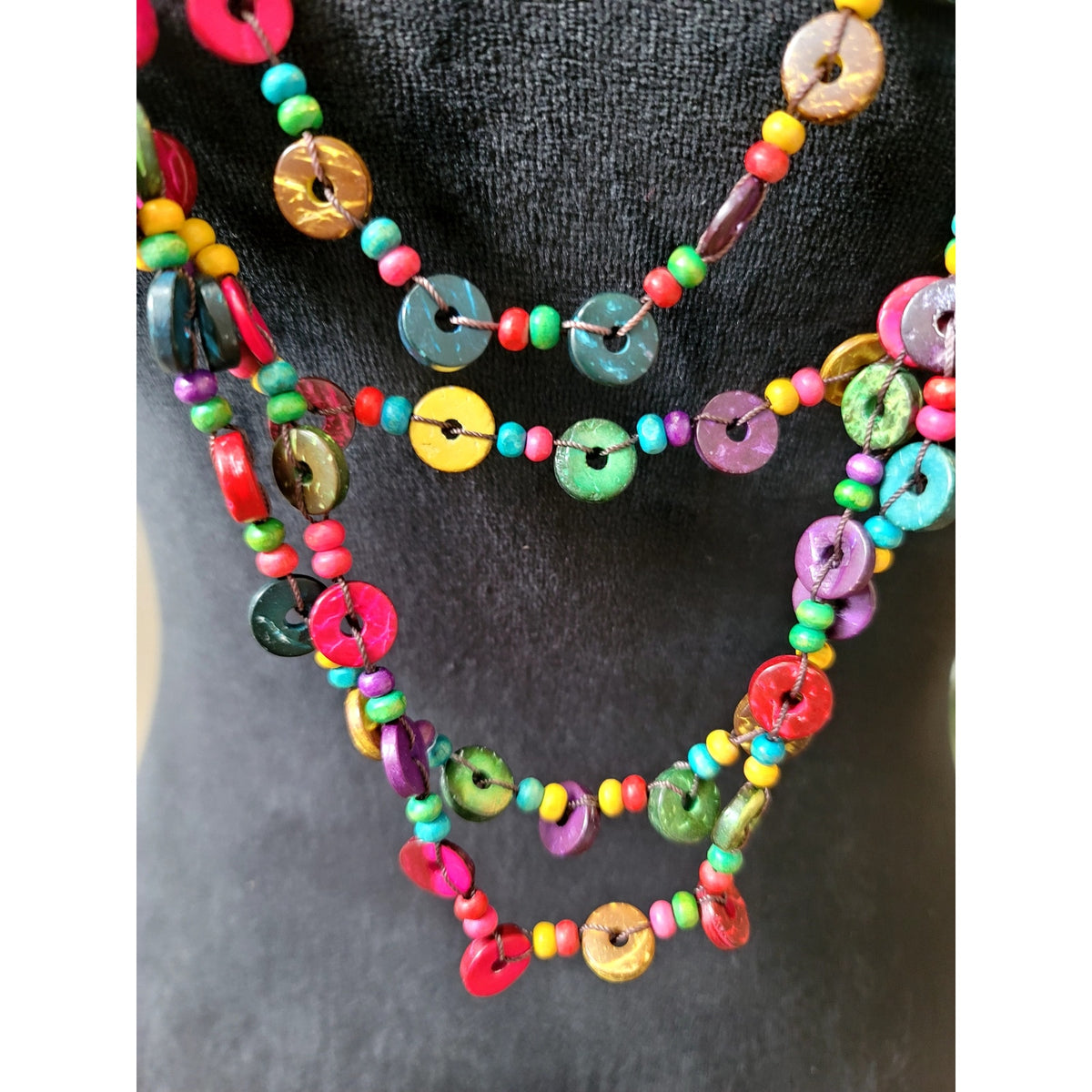 Multicolor Beaded Boho Statement Necklace Long Layered Tribal Festival Jewelry