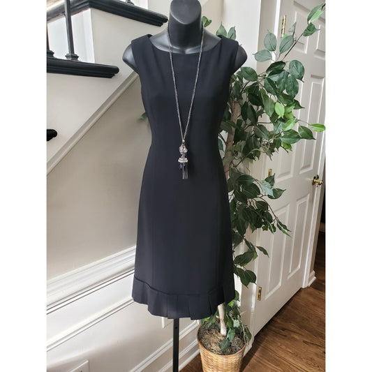 Jade Women's Black 100% Polyester Round Neck Sleeveless Knee Length Dress Size 6