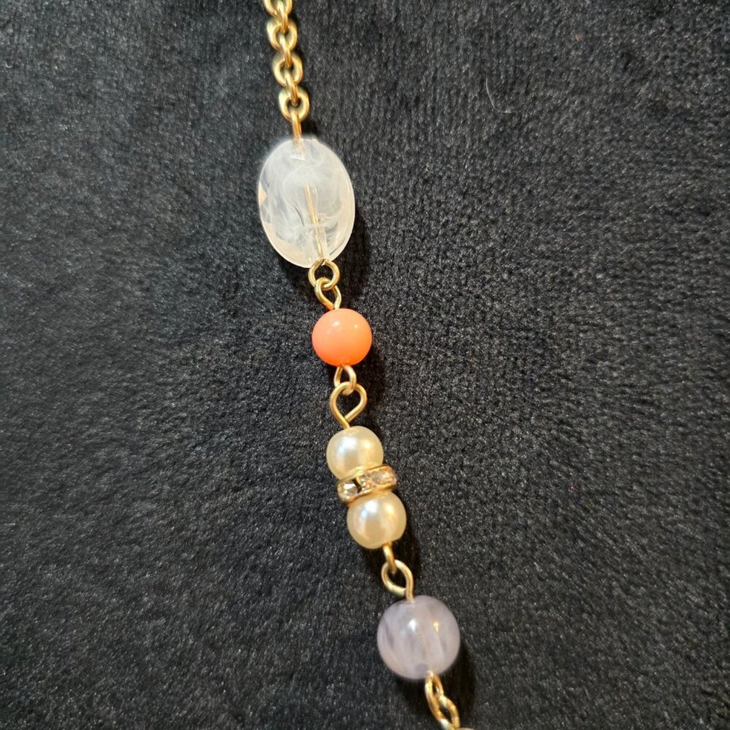 Womens Multicolor Faux Pearl Rhinestones Statement Necklace with Lobster Clasp