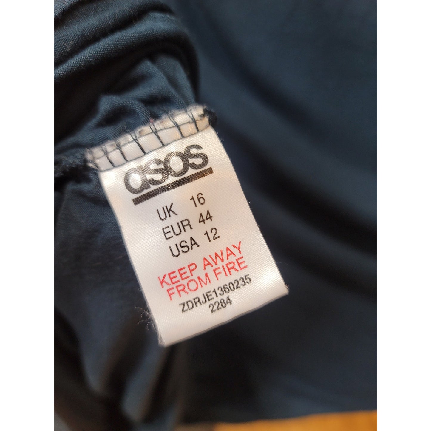 ASOS Midi Dress Womens Size 12 Navy Blue Ruched Waist Stretch Bodycon Elegant