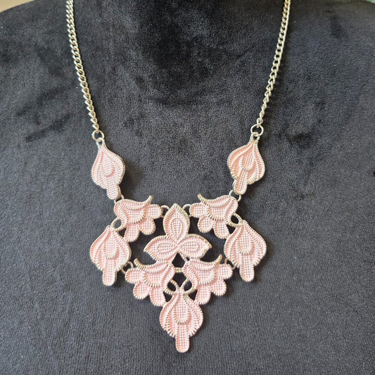 Plunder Pink Retired Flower Statement Necklace Womens Jewelry with Lobster Clasp
