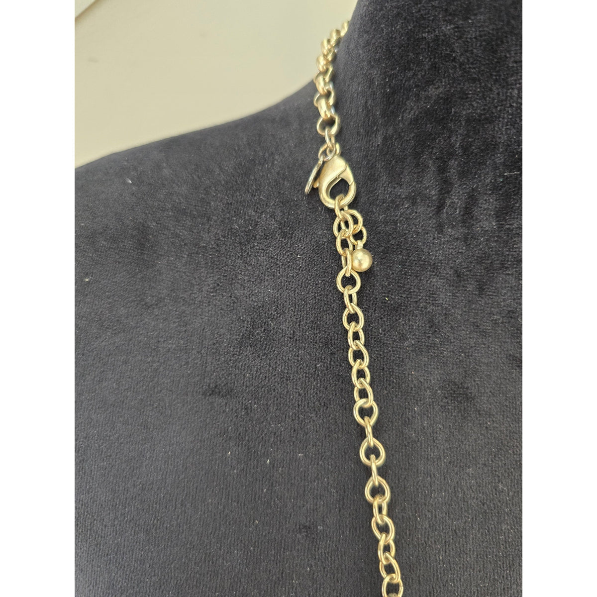 Navy Blue Beaded Gold Tone Tassel Long Pendant Necklace