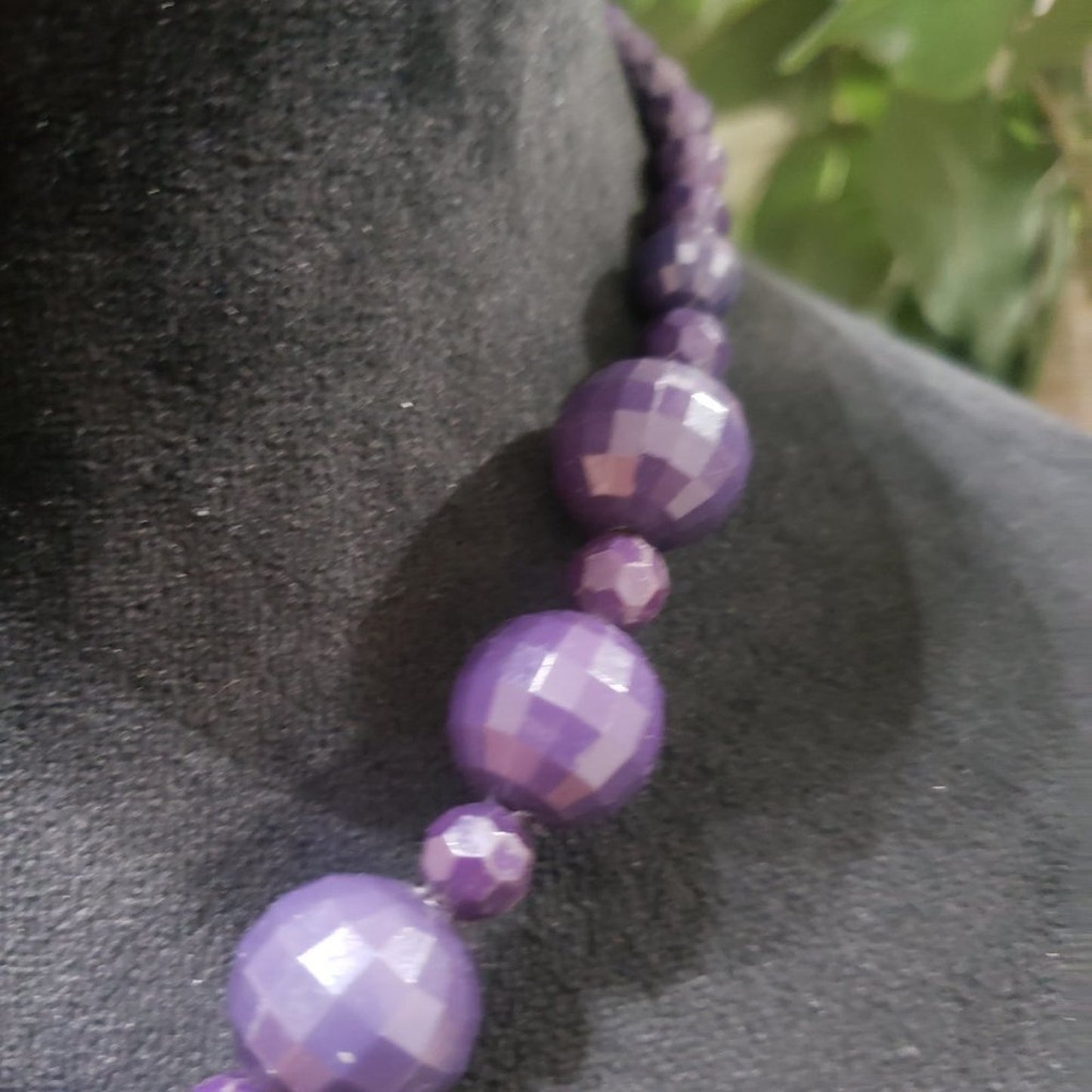 Womens Fashion Purple Single Strand Round Beaded Necklace with Lobster Clasp
