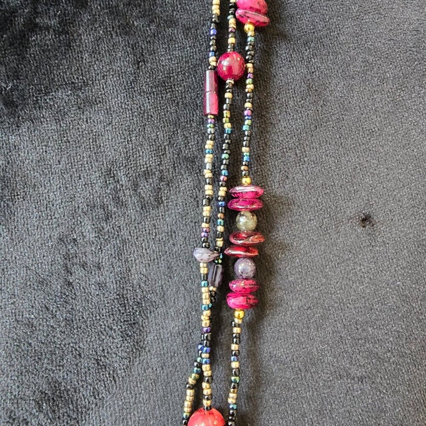 Womens Multicolor Multiple Beaded 3 Layered Necklace Jewelry with Lobster Clasp