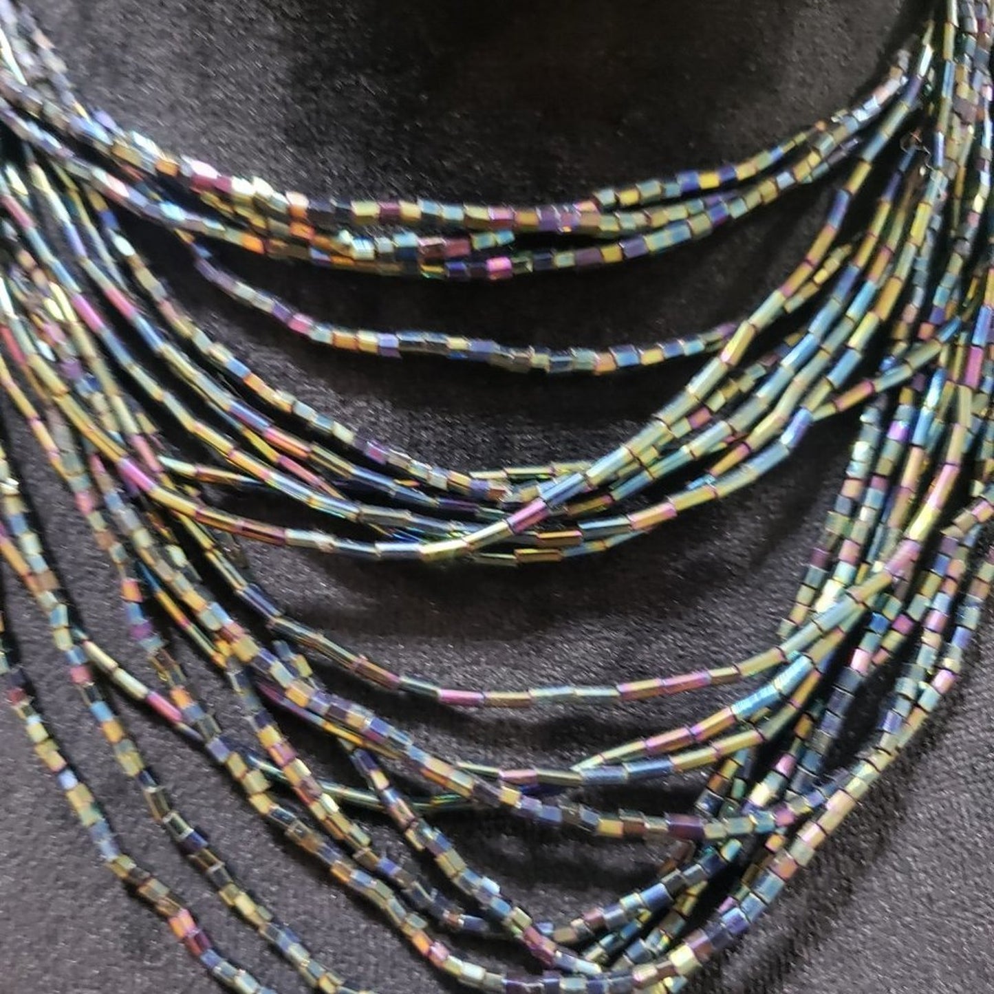 Womens Bohemian Style Multilayered Artificial Glass Beaded Choker Necklace