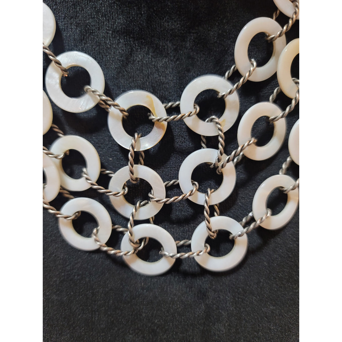 Women's Multi Layer White Shell Ring Statement Necklace With Lobster Clasp