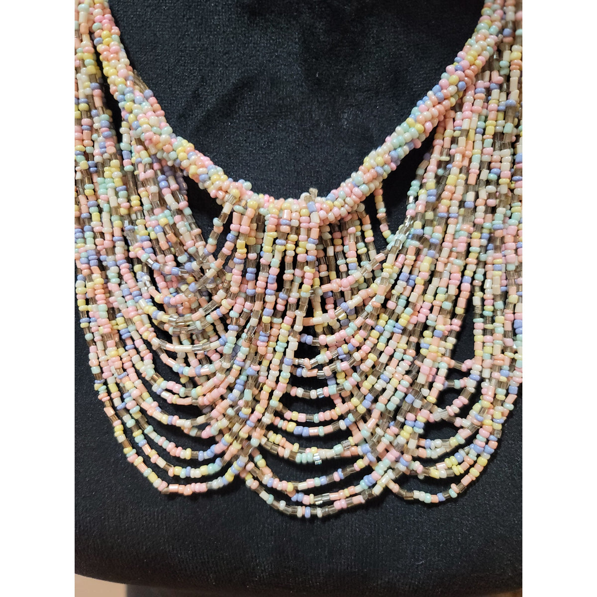 Women's Multicolor Beaded Layered Necklace With Lobster Clasp Handmade Jewelry