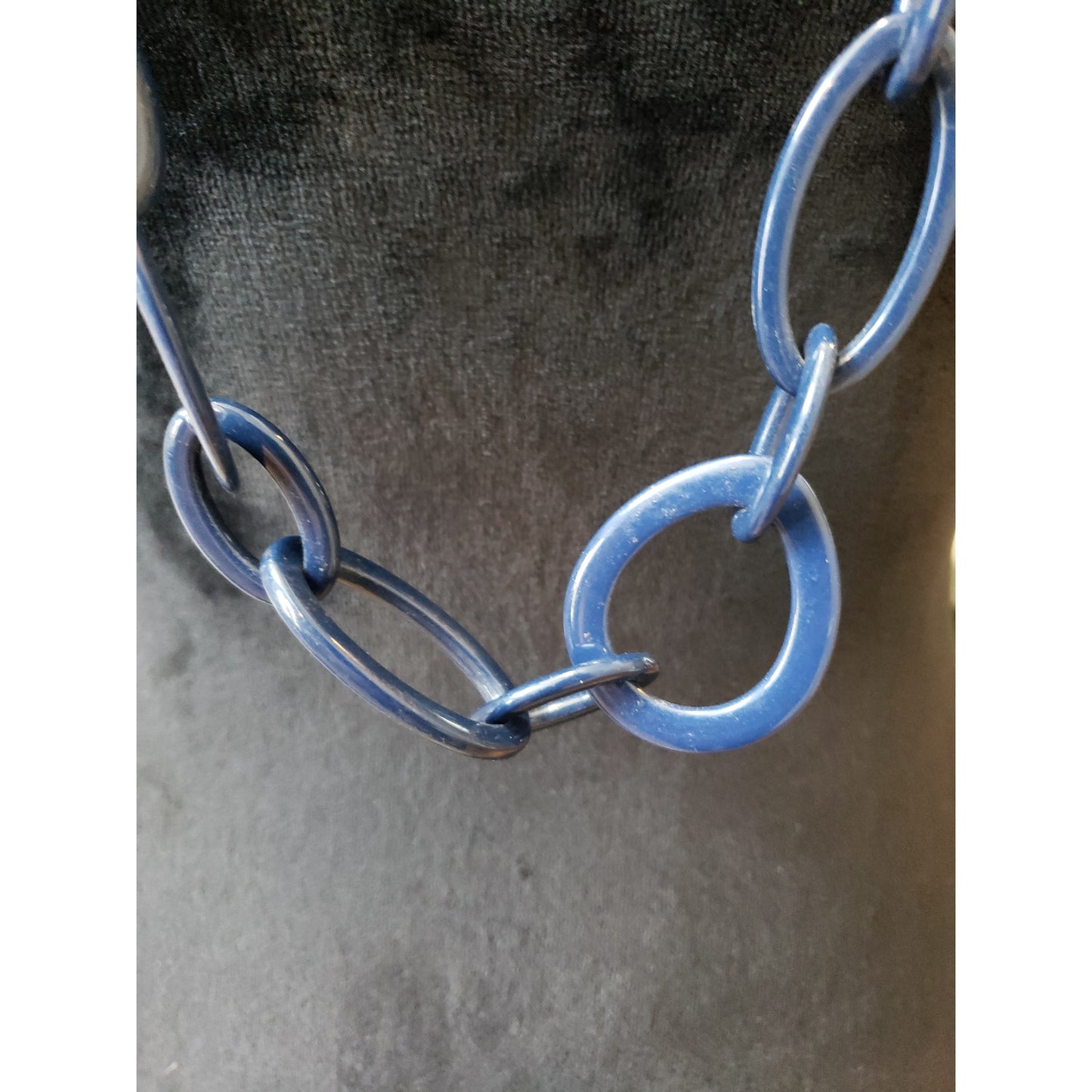 Women's Chunky Blue Link Necklace Statement Resin Toggle Clasp