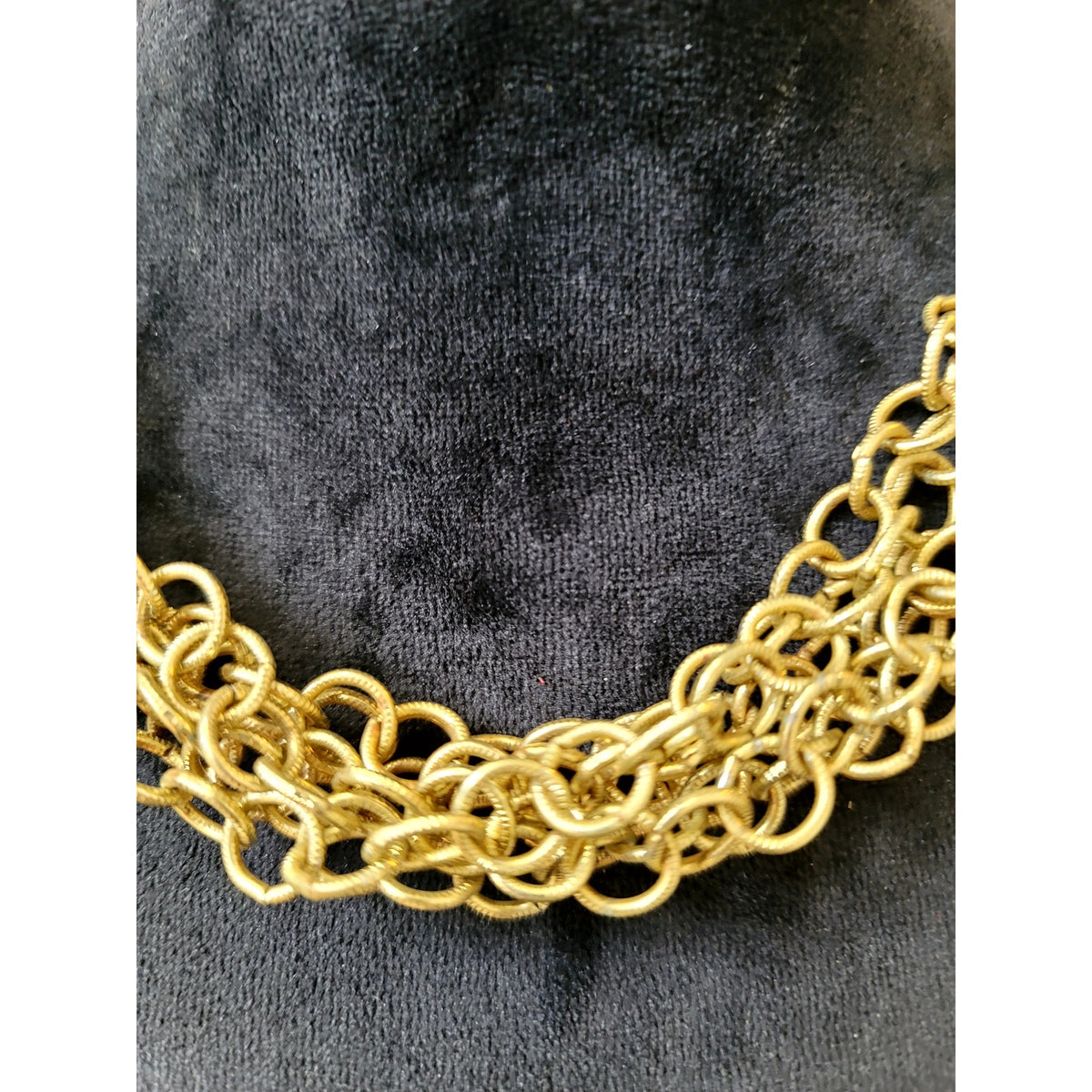 Gold Tone Multi-Strand Chain Collar Necklace Layered Chunky Statement Jewelry