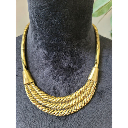 Womens Gold Tone Twisted Rope Statement Necklace With Lobster Clasp Lock Jewelry
