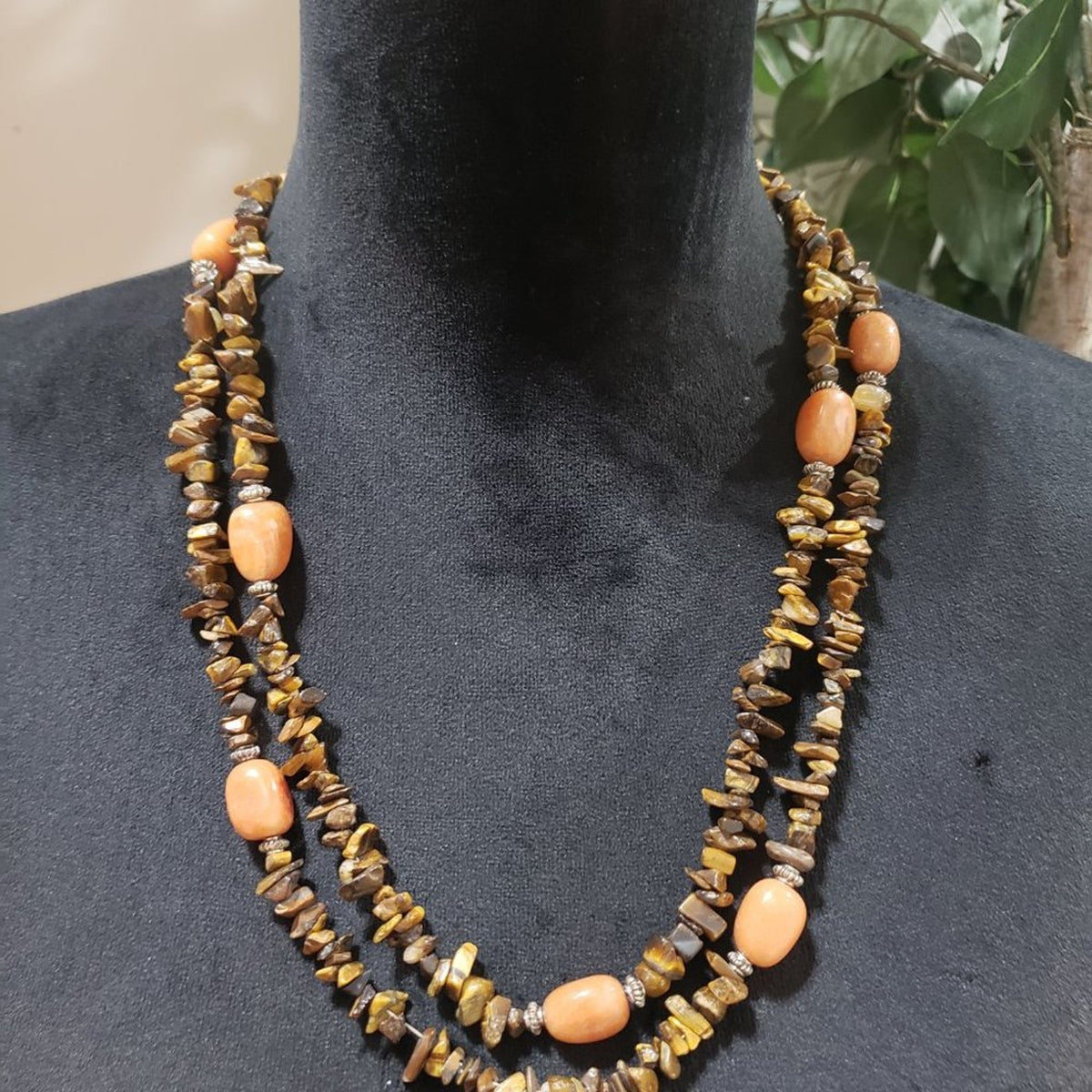 Women Fashion Double Strand Raw Split Baltic Amber Healing Beaded Long Necklace