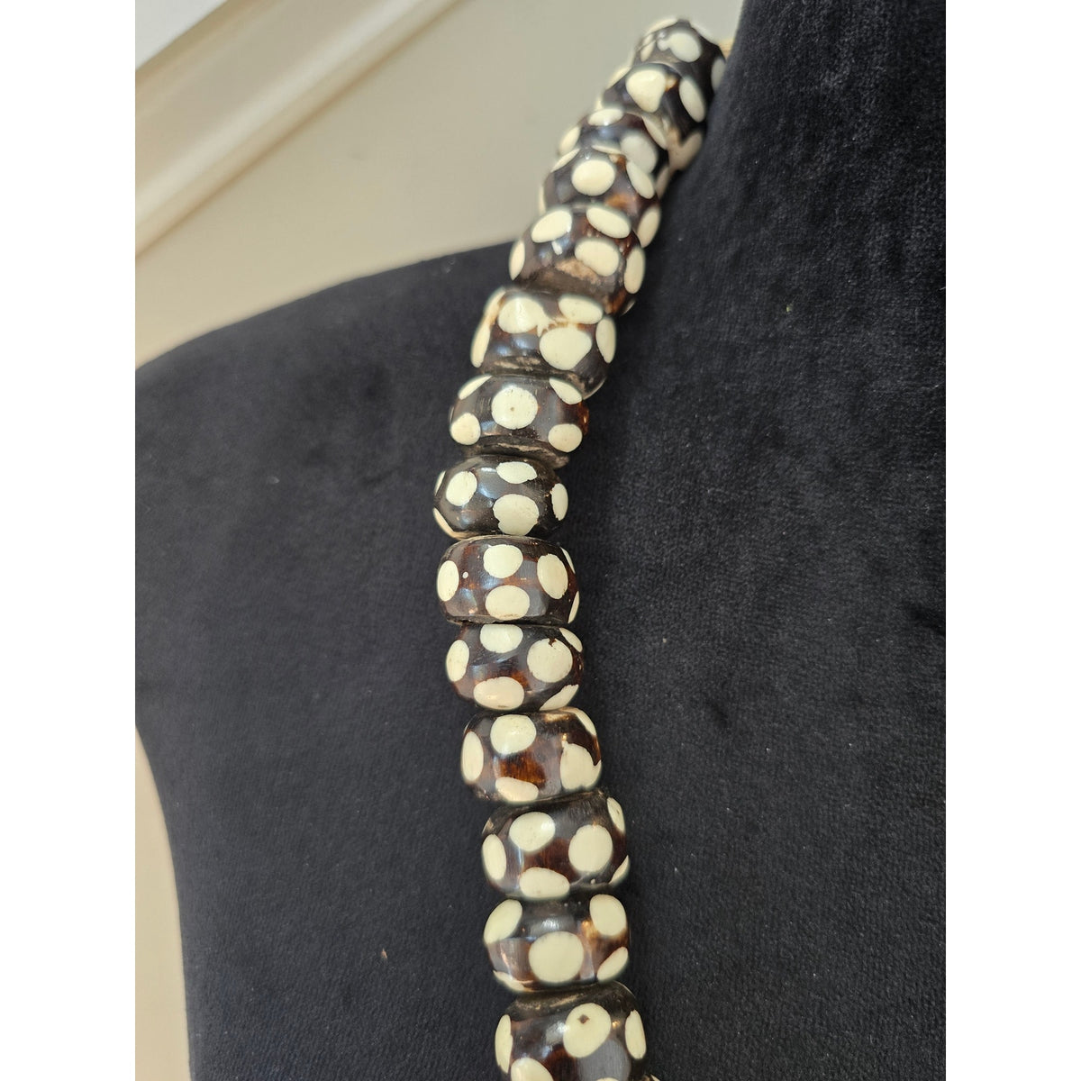 Brown and Cream Chunky Beaded Statement Necklace Tribal Boho Jewelry