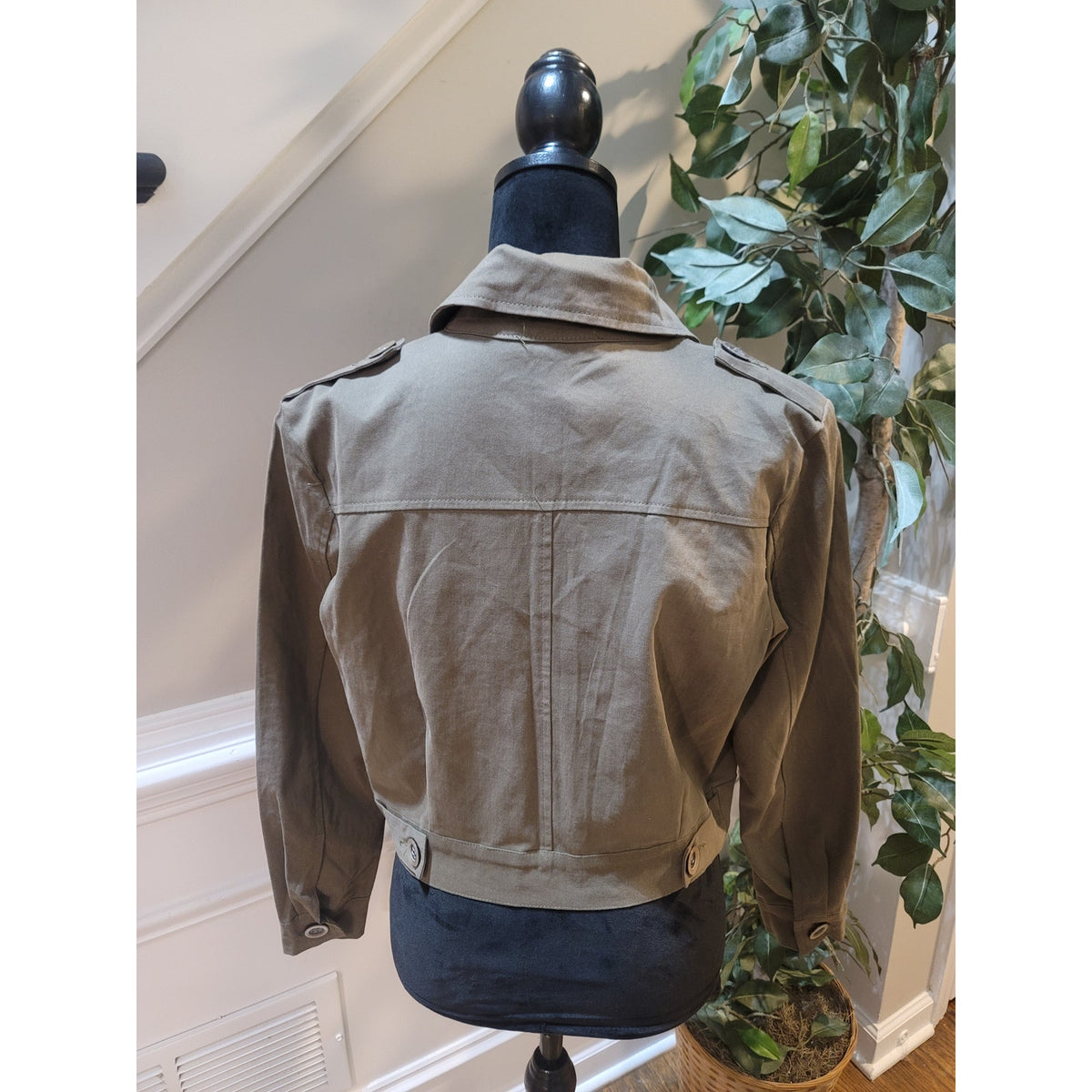 Dont Ask Why Military Jacket Women One Size Olive Green Button Front Long Sleeve