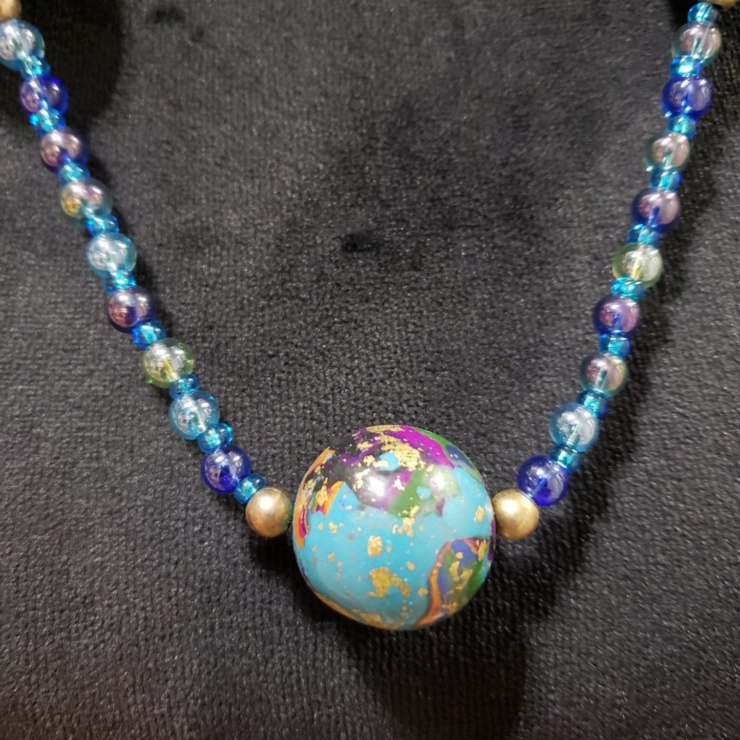 Women Fashion Murano Glass Charm Multi Beaded Long Necklace with Toggle Clasp