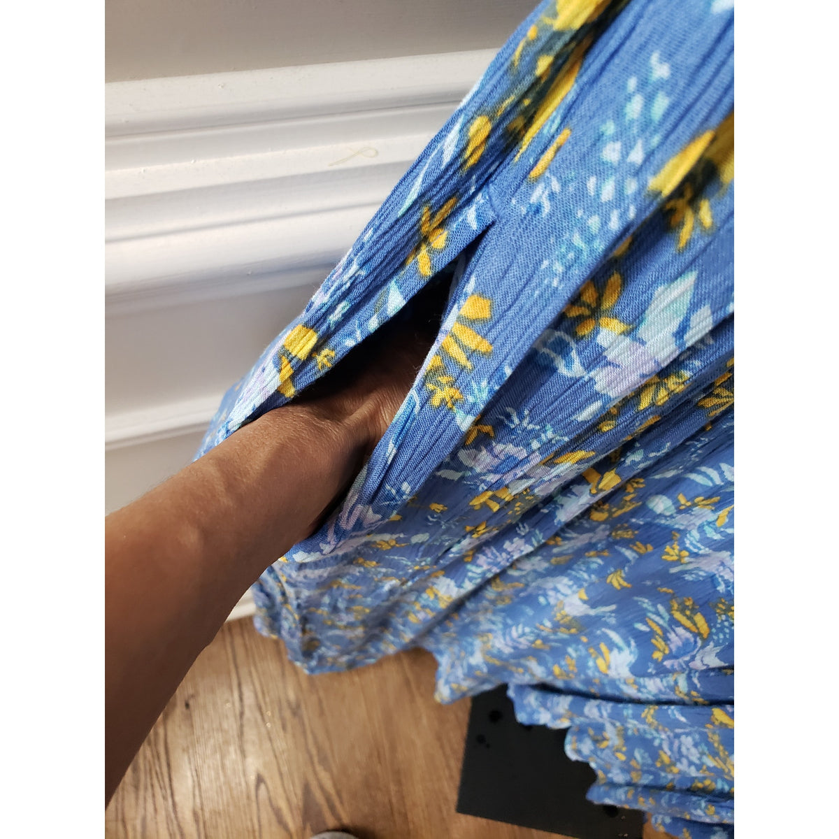 Woman Within Maxi Dress Womens 22W Blue Floral Rayon Long Sleeve Boho Style