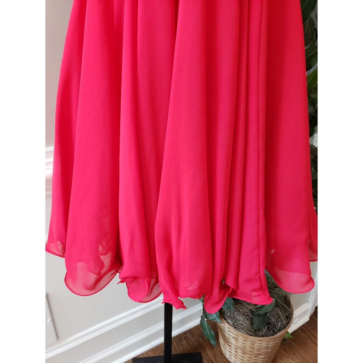 Fiesta Prom Dress Women Small Red Rhinestone Polyester Beaded Off The Shoulder
