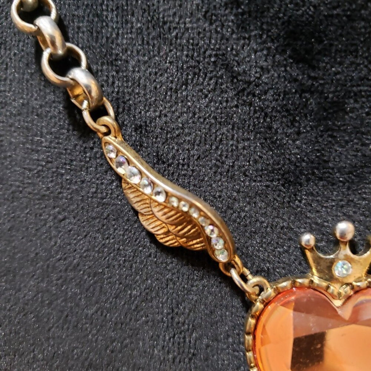 Womens Fashion Zircon-stone Heart Brooch Pendant Necklace Jewelry with Lobster