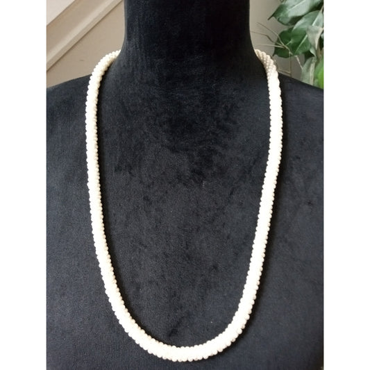 Vintage White Seed Bead Rope Necklace Long Twisted Multi Strand Necklace