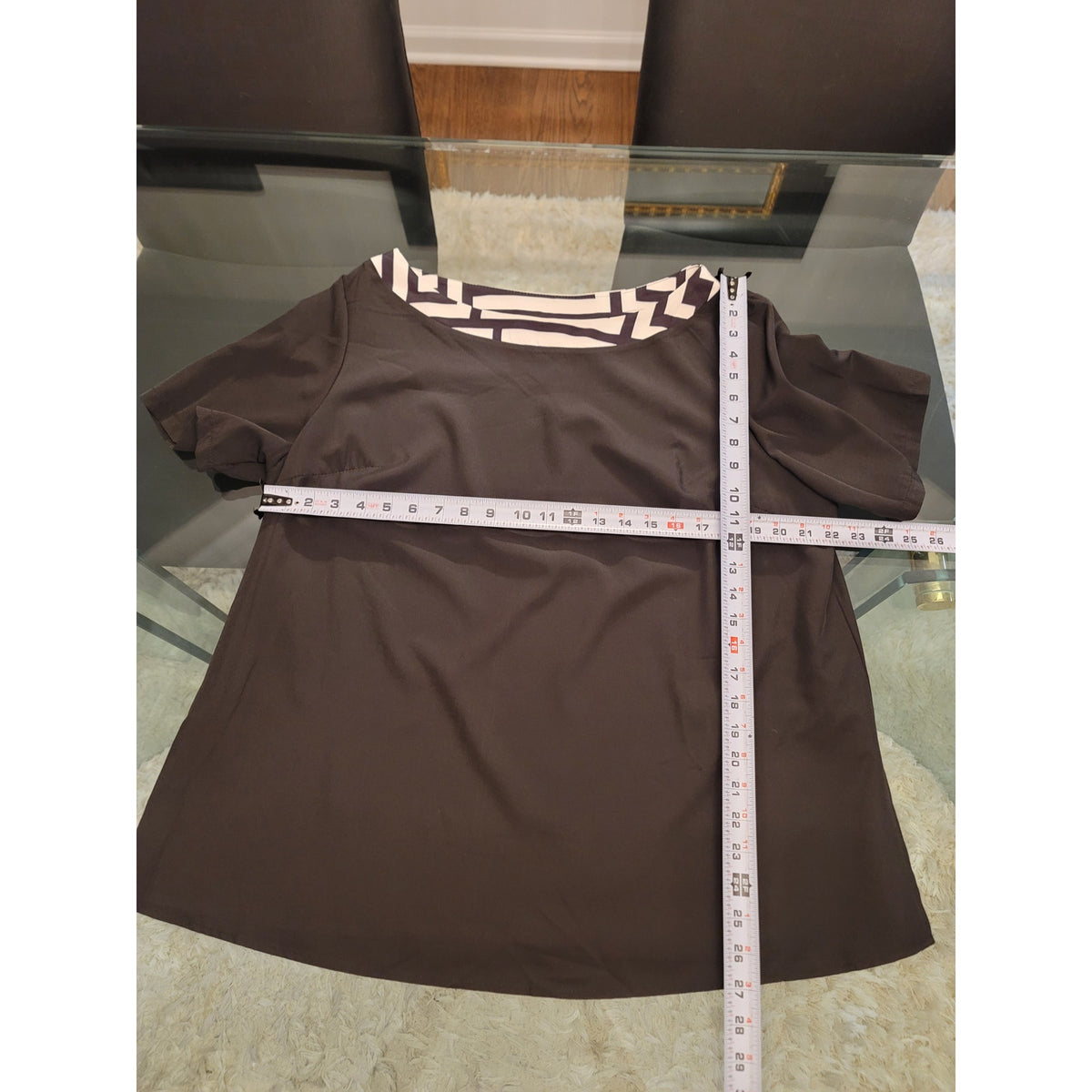 Co-Ord Set Women's SZ 1XL Black/White Greek Key Boat Neck Short Sleeve Side Slit