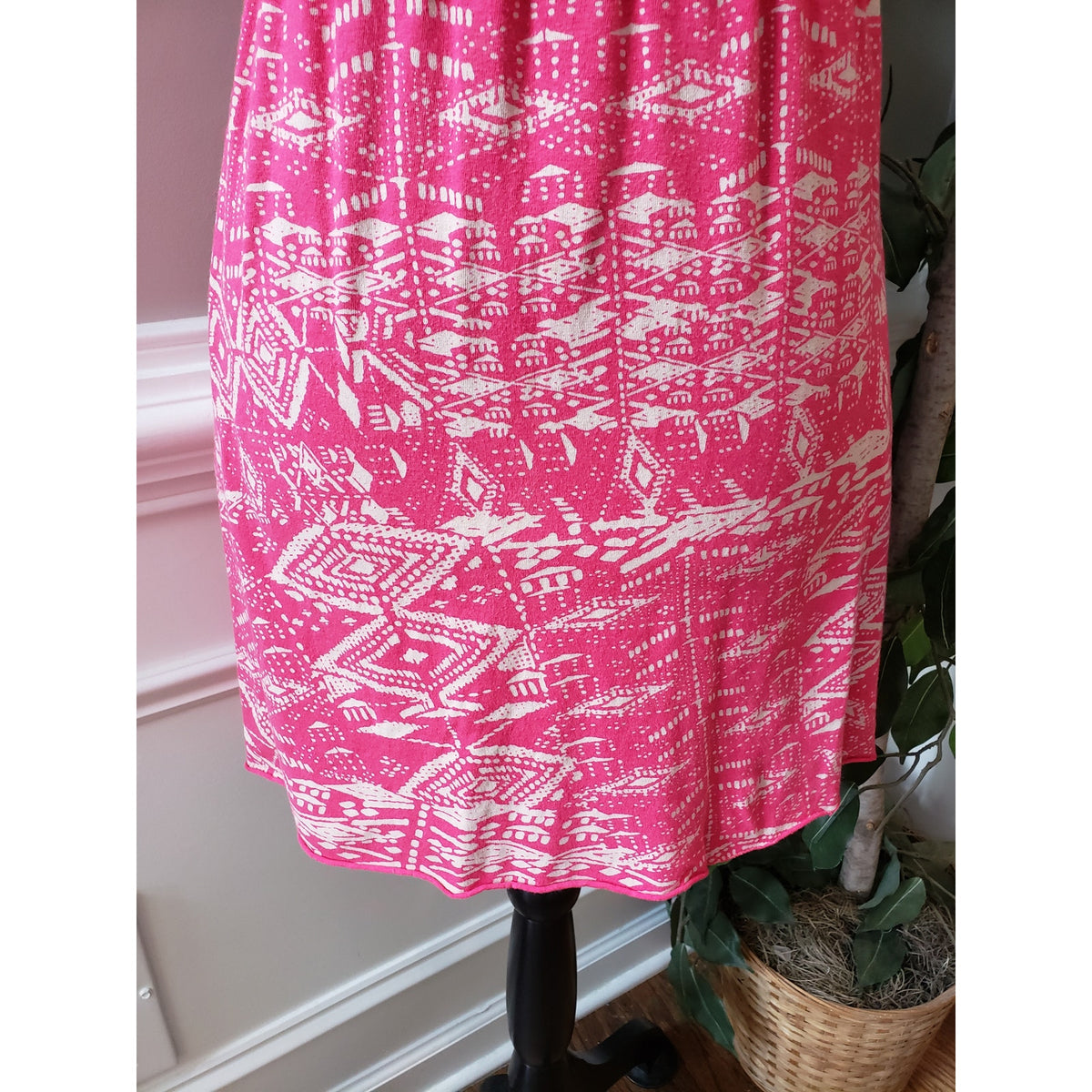Sonoma Knee Length Dress Women's Medium Pink Round Neck Sleeveless Cinch Waist