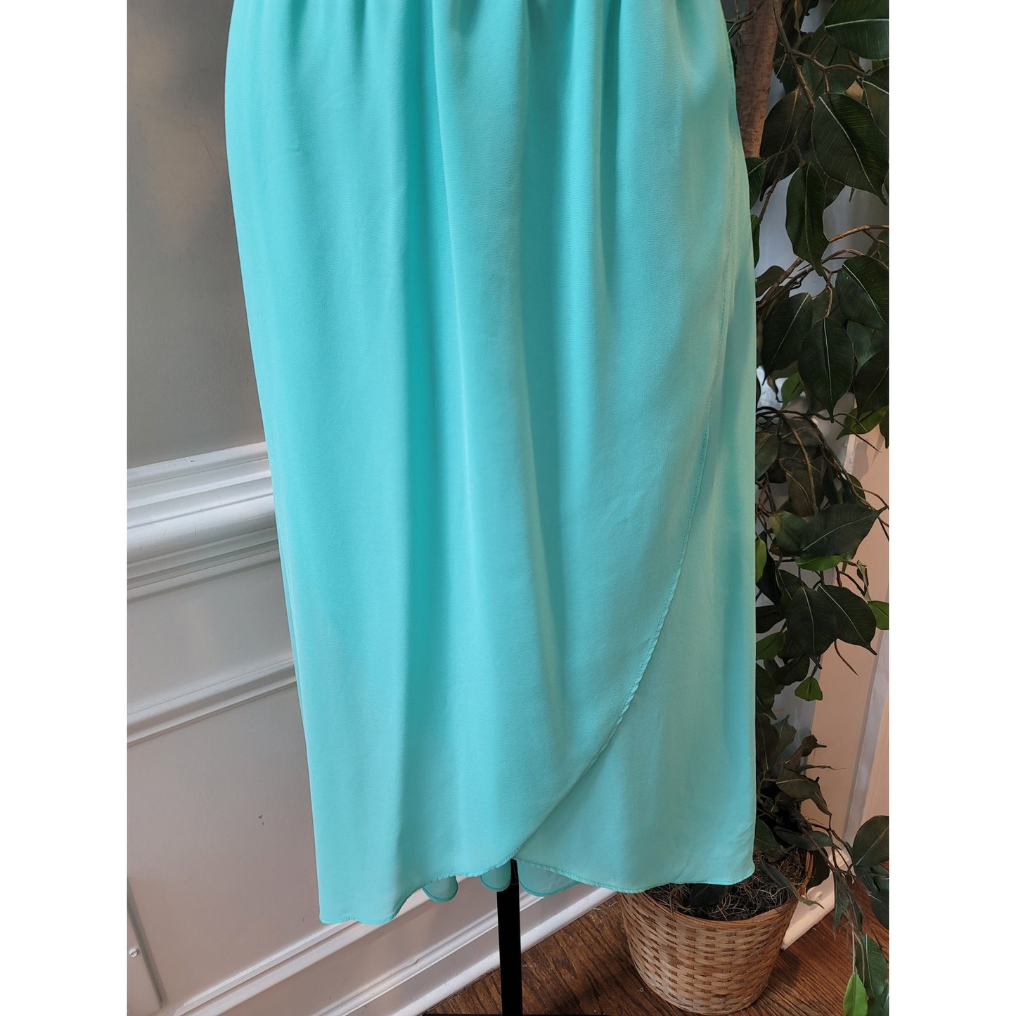 Papaya Dress Womens Medium White Lace Aqua Blue Chiffon Sleeveless Summer