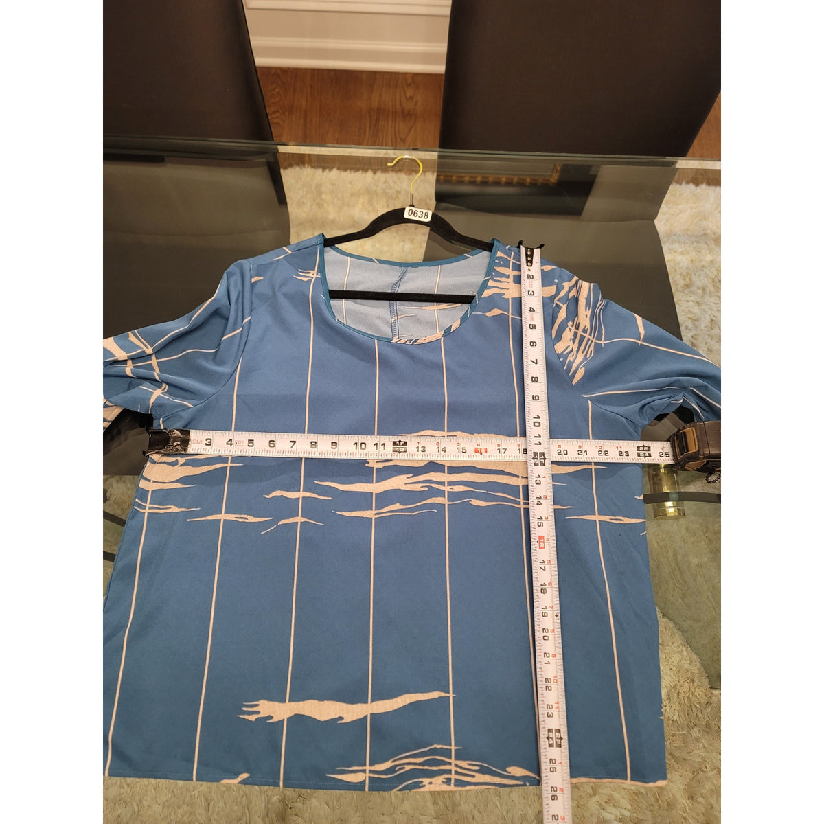 Co-Ord Set Women's Size XL Teal Blue Abstract Pleated Long Sleeve Boat Neck