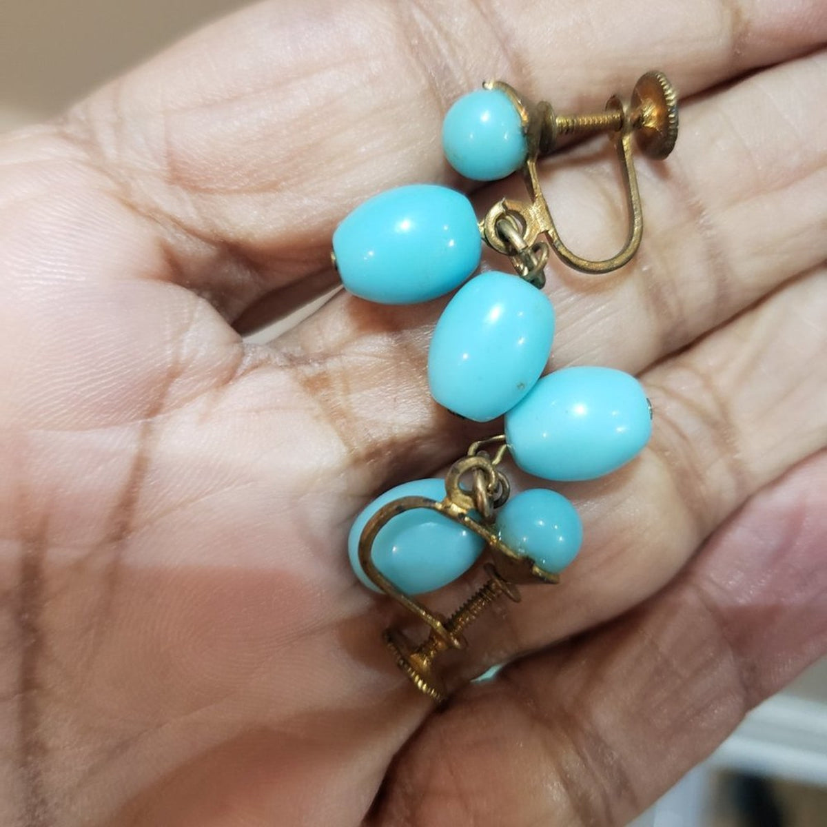 Womens Fashion Blue Amazonite Bead Twisted Choker Necklace with Earrings