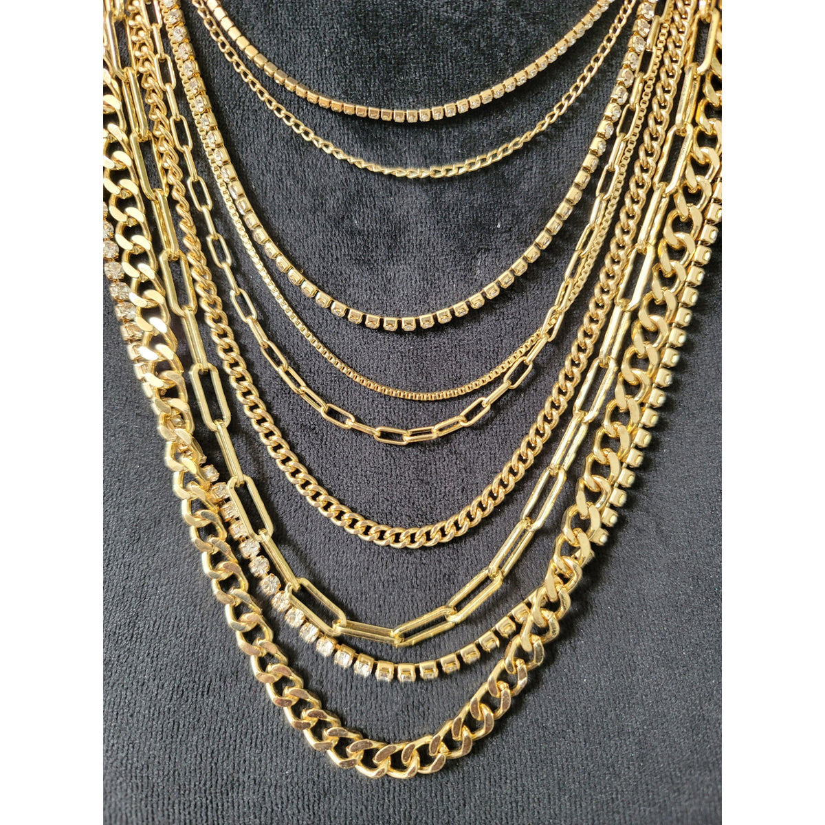 Women's Layered Gold Chains Necklace With Lobster Clasps Statement Jewelry