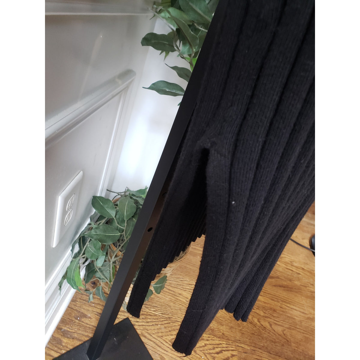 Olive + Oak Knee Length Dress Women's Large Black Ribbed Sleeveless Mock Neck