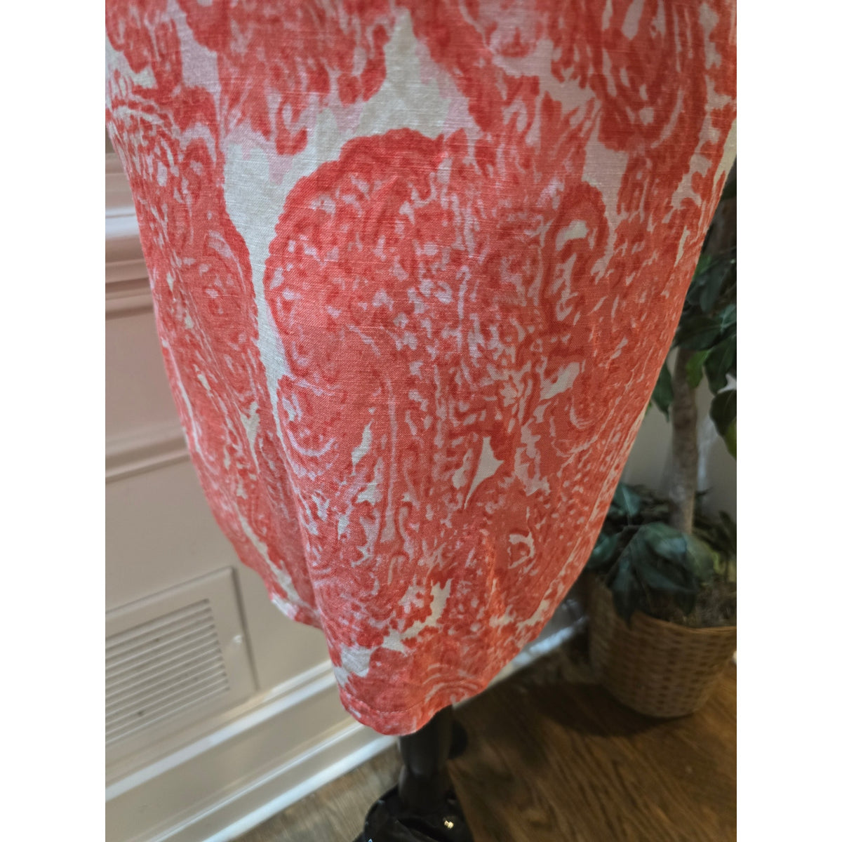 Grace Elements Shift Dress Women's SZ XL Coral Pink Paisley Back keyhole Pockets