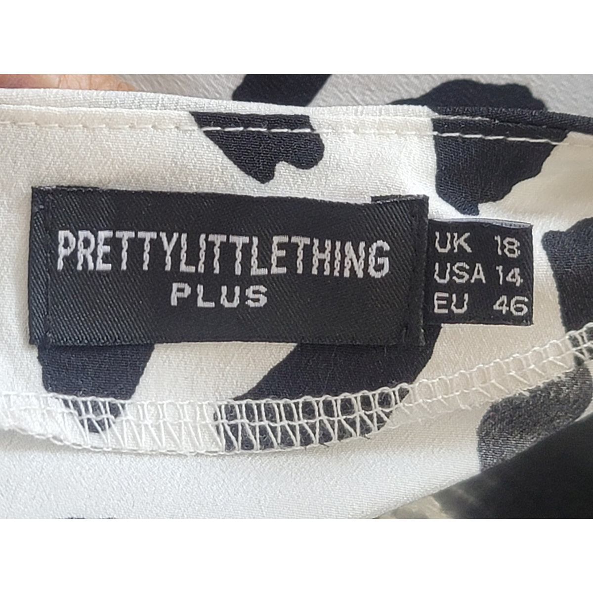 Pretty Little Thing Midi Dress Women's Size 14 Black White 100% Polyester