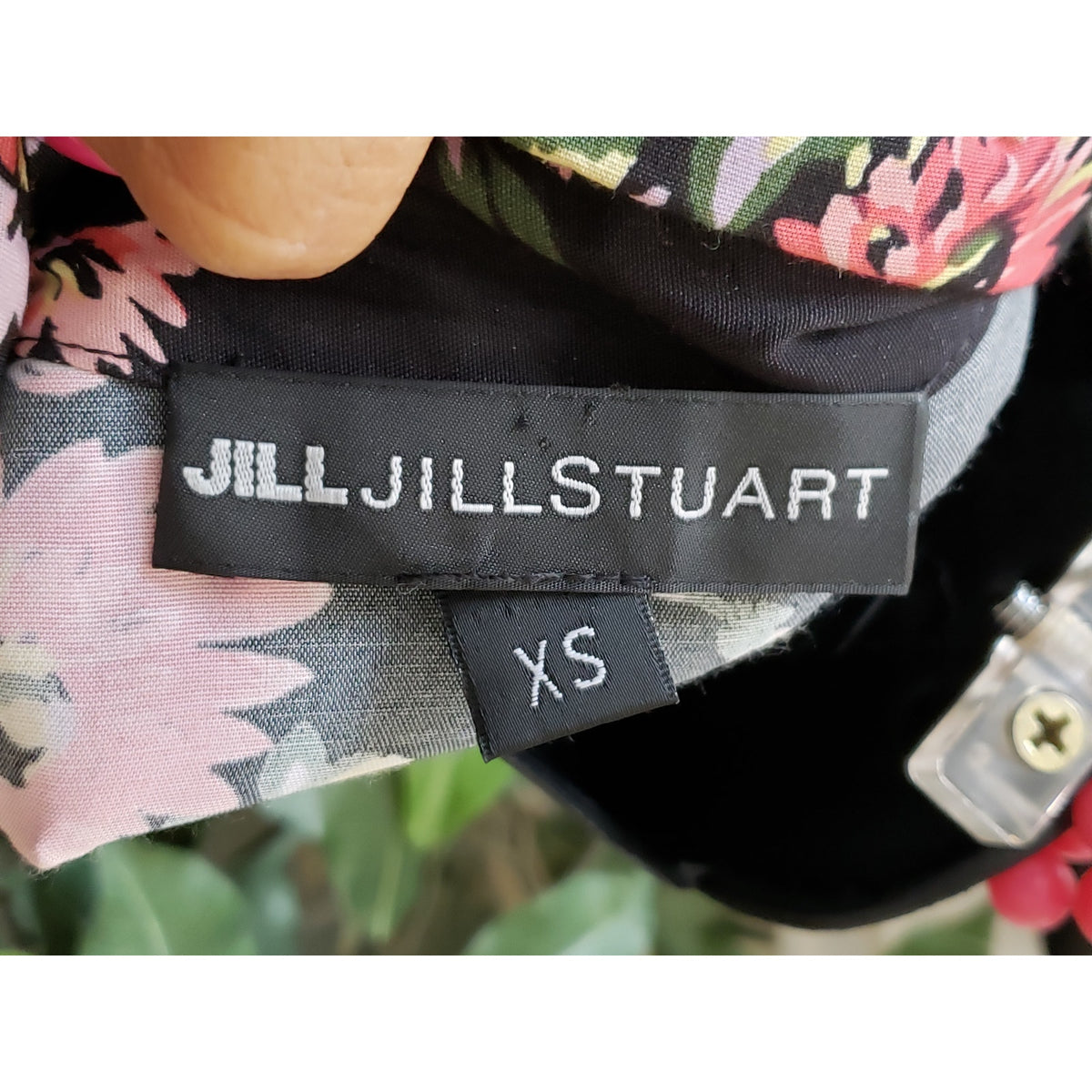 Jill Stuart Shirt Dress Women XS Black Floral Ruffle Pleated Collar Button Front