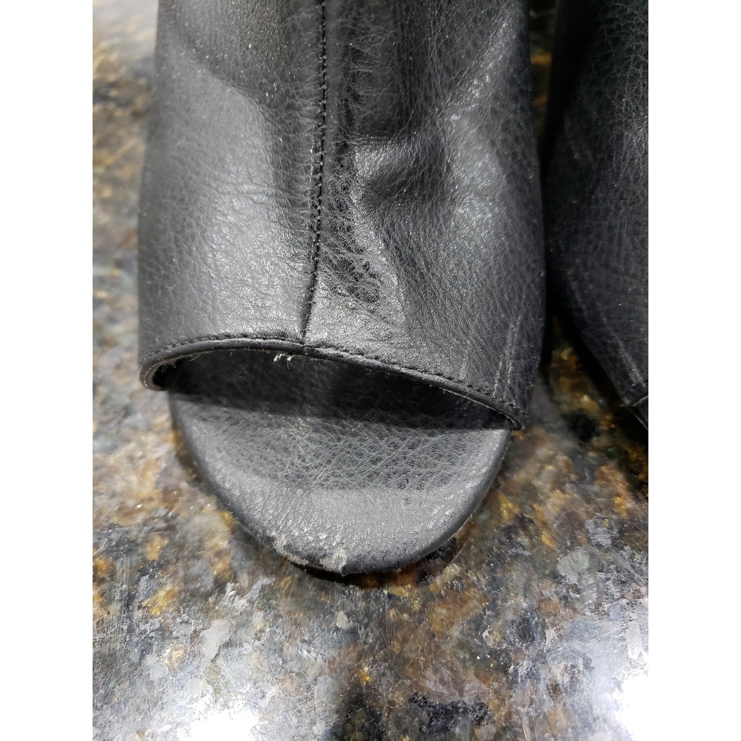 Penny Loves Kenny Ankle Boots Womens Size 7.5M Black Leather Studded Open Toe