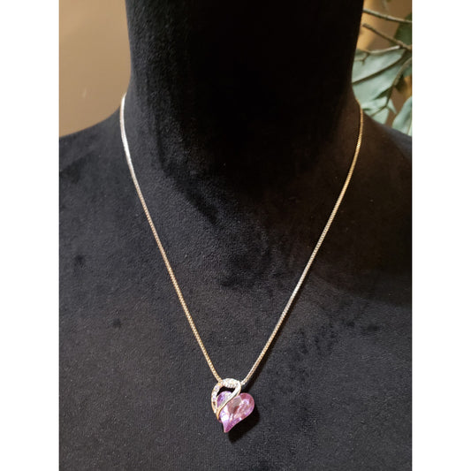 Womens Gold Tone Rhinestone Crystal Love Heart Pendant Collarbone Chain Necklace