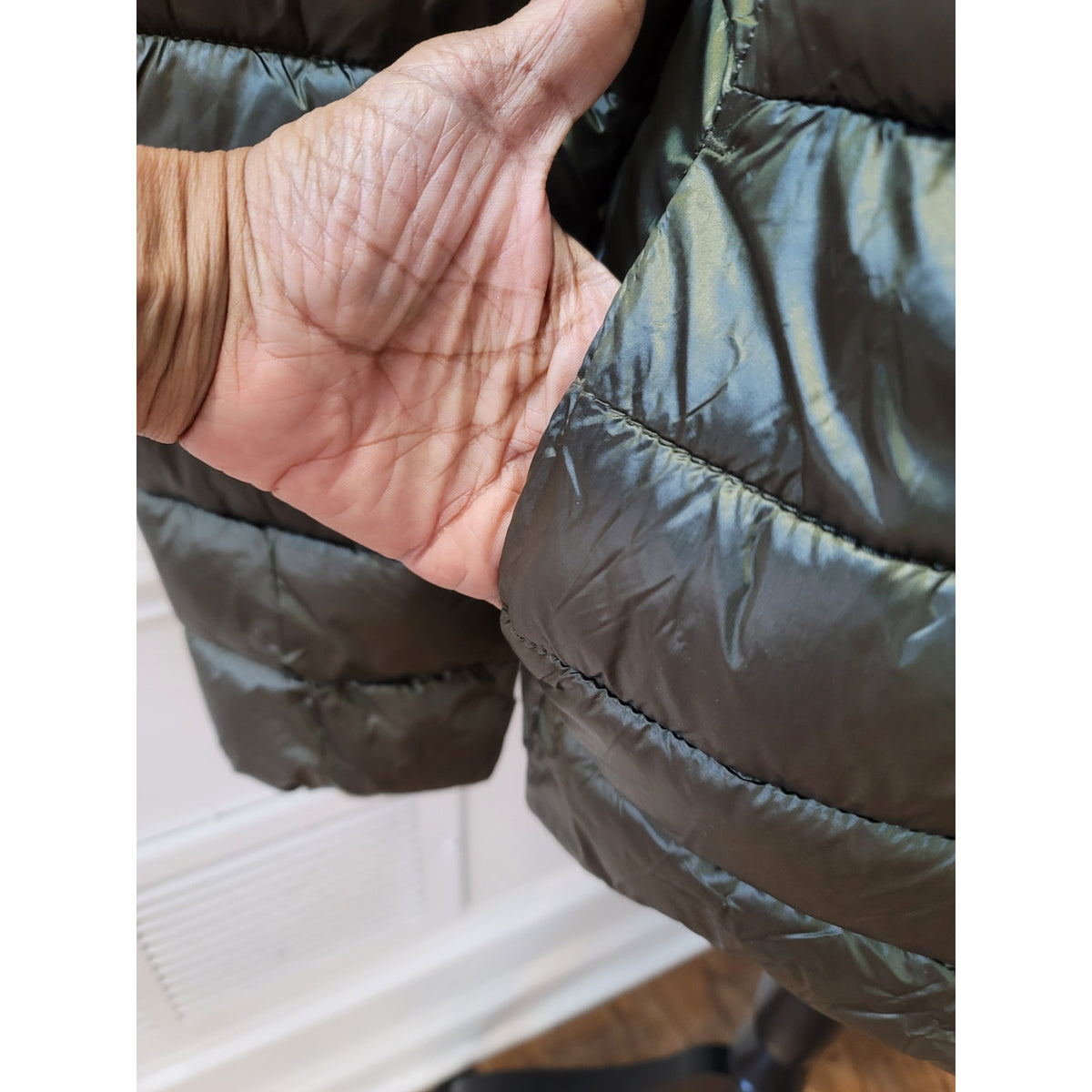 Esmara Puffer Jacket Women’s SZ XL Olive Green Quilted Front Zipper Long Sleeve