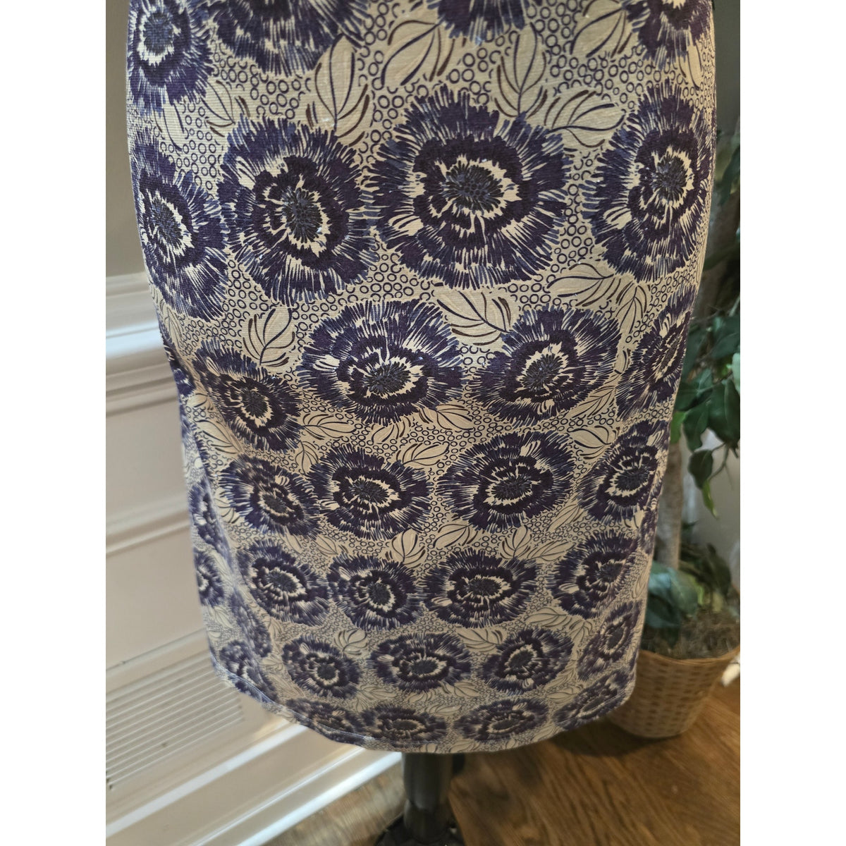 Rei Wrap Dress Women's Size XL Purple/Cream Floral V Neck Side Zip Pockets